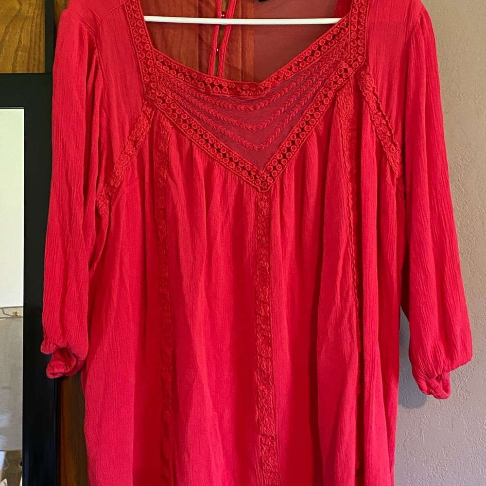 Torrid Scarlet Blouse with Delicate Lace